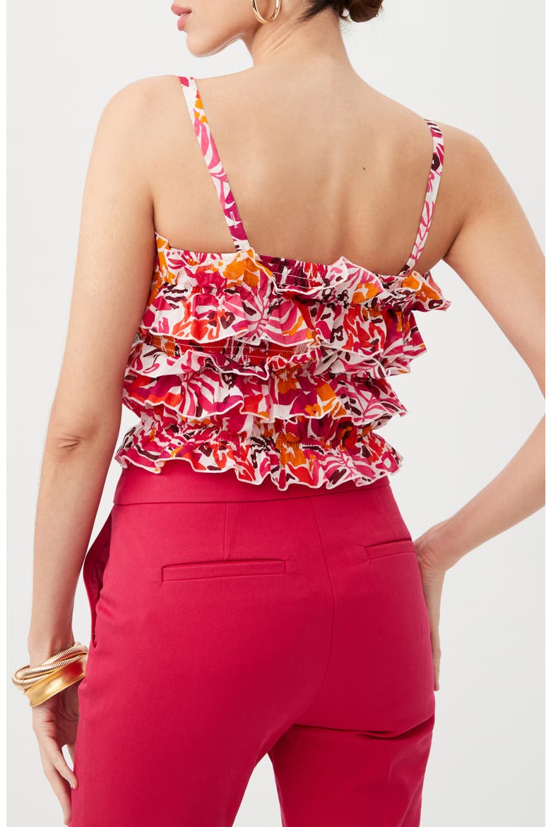 Saha Floral Ruffle Smocked Crop Top, Alternate, color, ROCKROSE MULTI