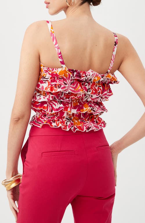 TRINA TURK TRINA TURK SAHA FLORAL RUFFLE SMOCKED CROP TOP