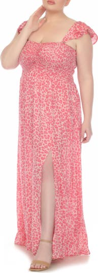 Smocked Flutter Sleeve Maxi Dress