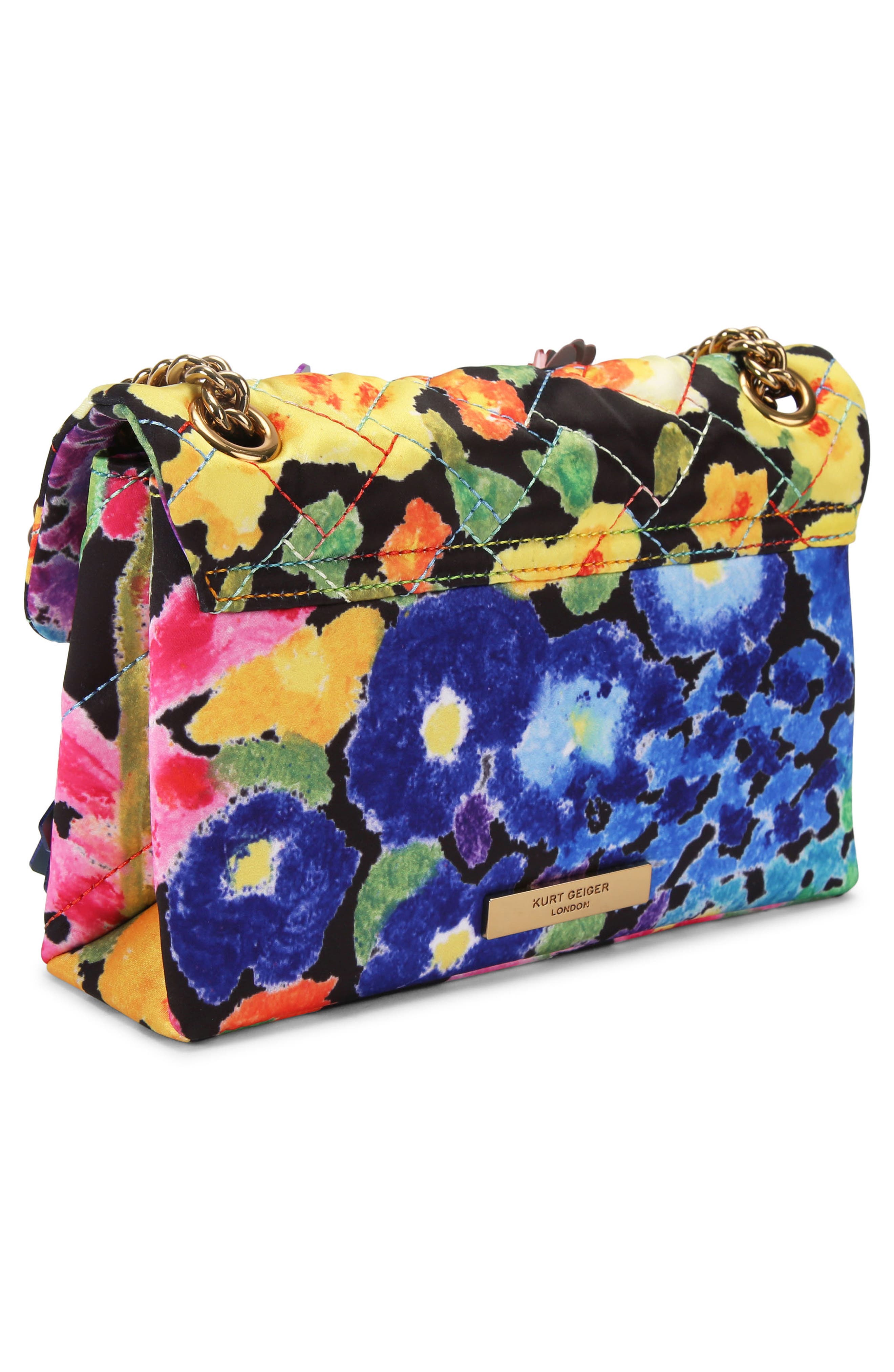 Mini Kensington Quilted Crossbody Bag, Alternate, color, BLACK FLORAL