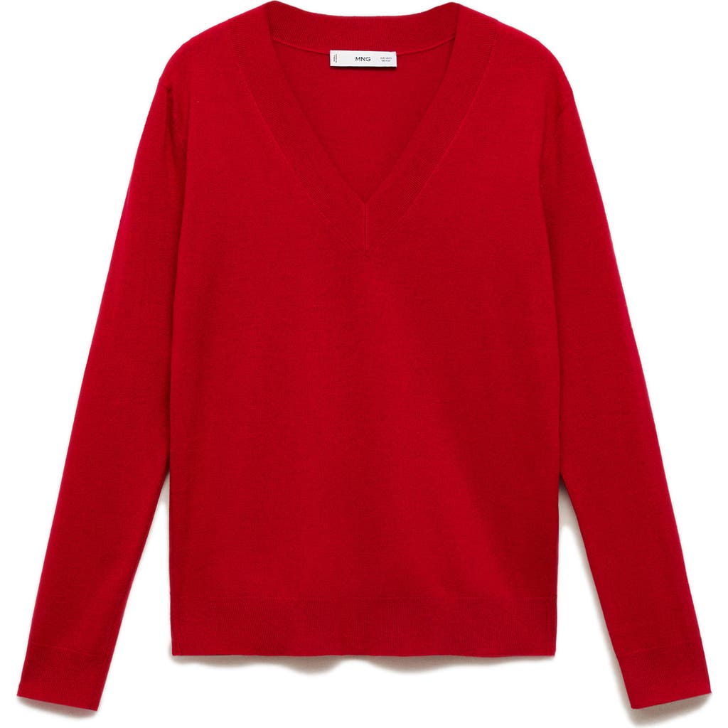 Mango Relaxed V-neck Sweater In Red