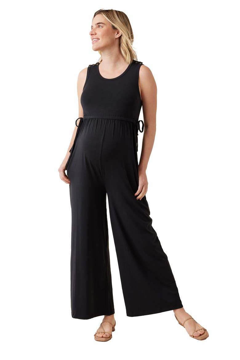 Wide Leg Maternity Jumpsuit, Alternate, color, BLACK