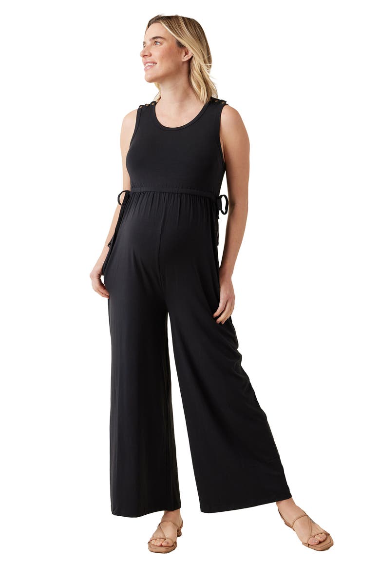 Ingrid & Isabel<sup>®</sup> Wide Leg Maternity Jumpsuit, Alternate, color, Black