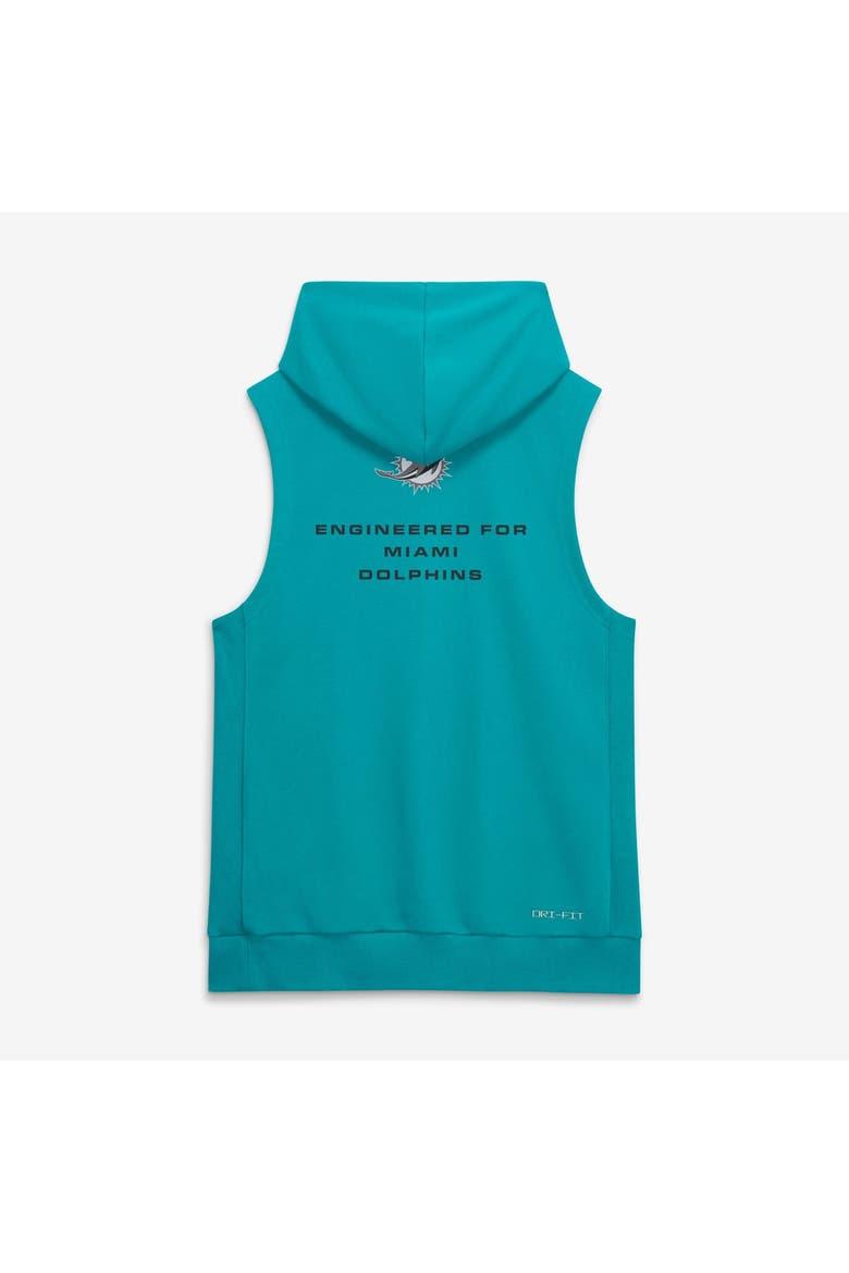 Men's Nike Aqua Miami Dolphins Sideline Standard Issue Dri-FIT Sleeveless Hoodie, Alternate, color, Aqua