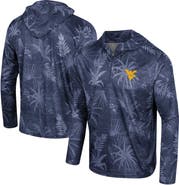 COLOSSEUM Men's Colosseum Navy West Virginia Mountaineers Palms Printed Lightweight Quarter-Zip Hooded Top