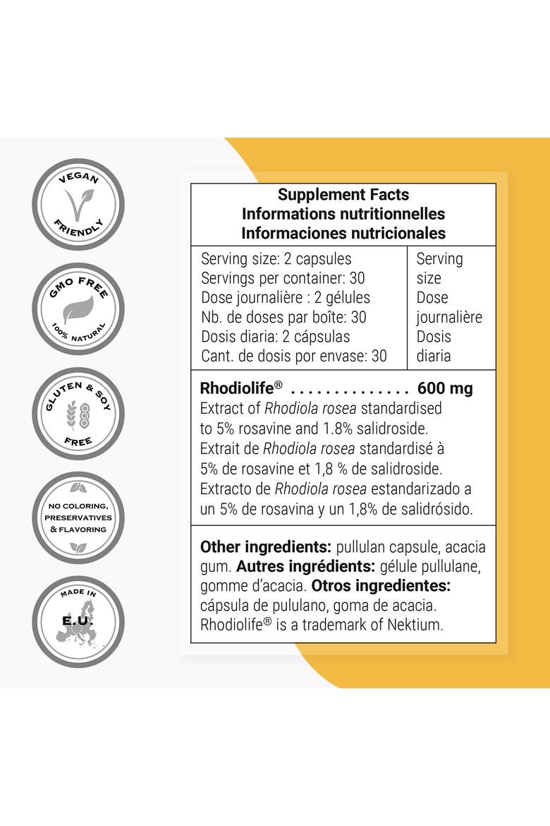 Rhodiola Rosea 600mg per Day, Alternate, color, None