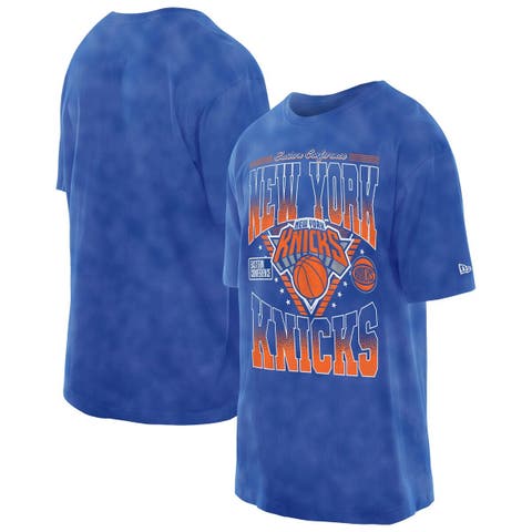 Men's New Era Blue New York Knicks Old School Sport Vintage Wash T-Shirt