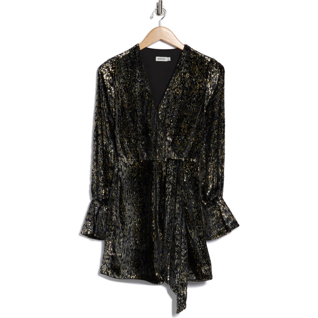 Simkhai Camryn Long Sleeve Faux Wrap Minidress In Multi