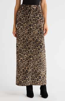 WAYF x Sara Walker Samantha Leopard Print Velveteen Maxi Skirt