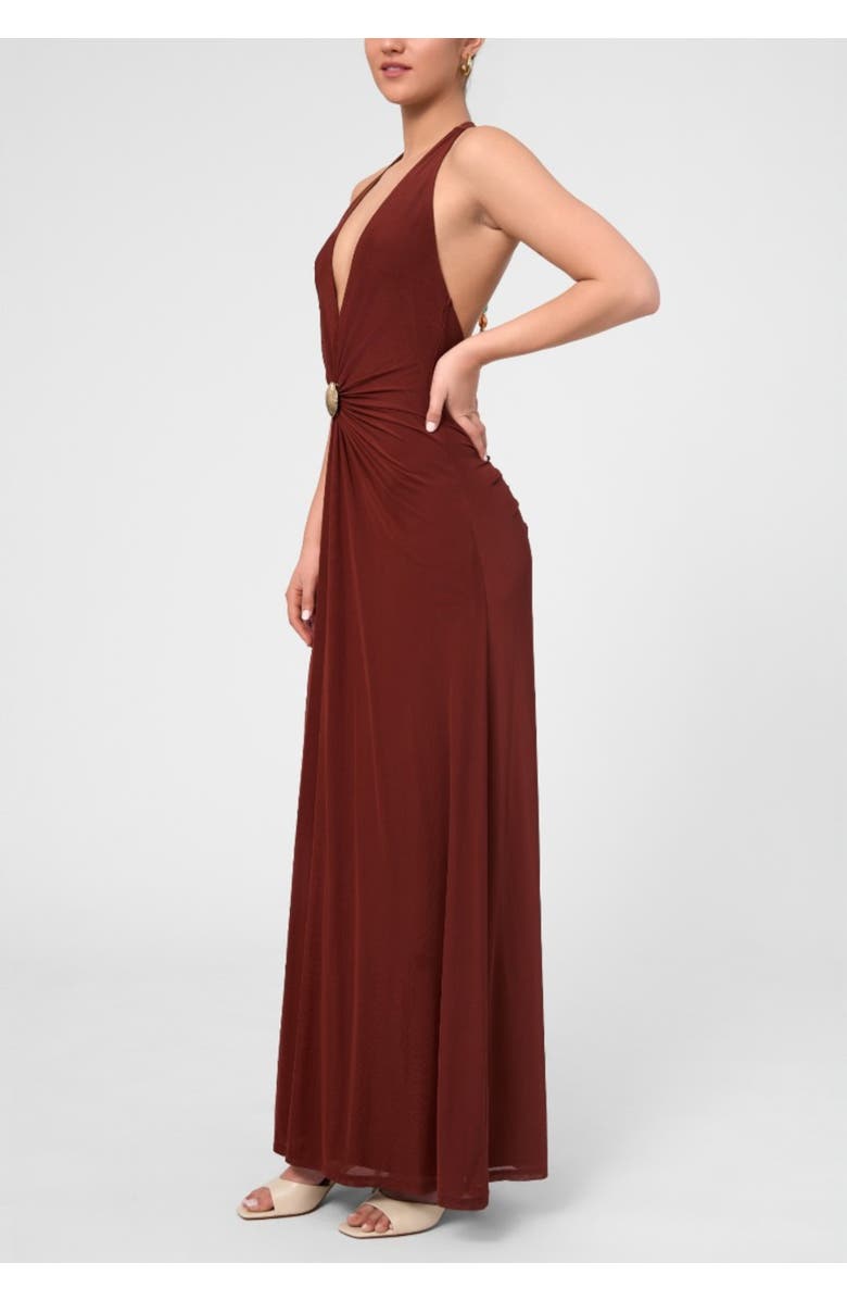 RACHEL Rachel Roy Sabella Mesh Halter Maxi Dress, Alternate, color, Dark Red