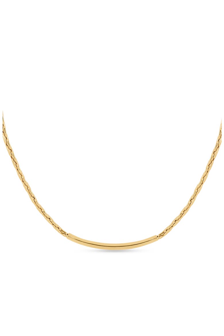 14K Gold Curved Tube Bar Necklace (Online Trunk Show), Alternate, color, 14K YELLOW GOLD