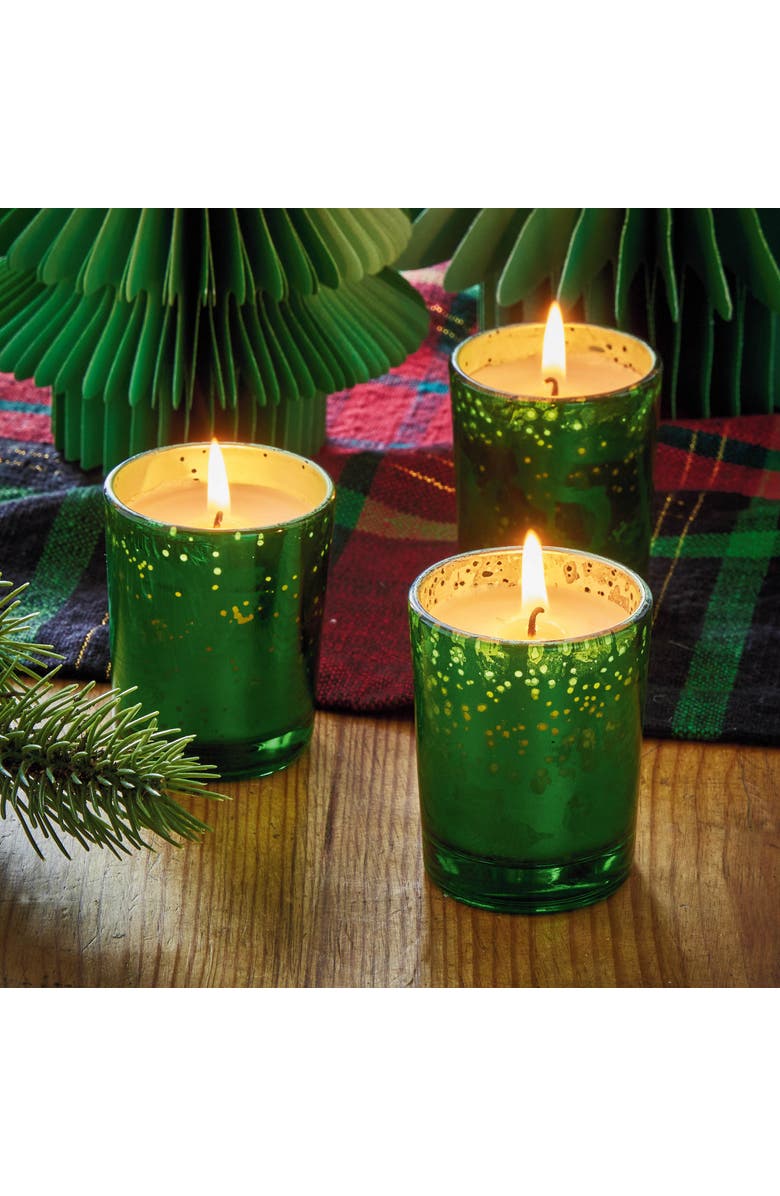 tag Christmas Fir Mercury Votive Candle - Scented Holiday Decor, Alternate, color, Green