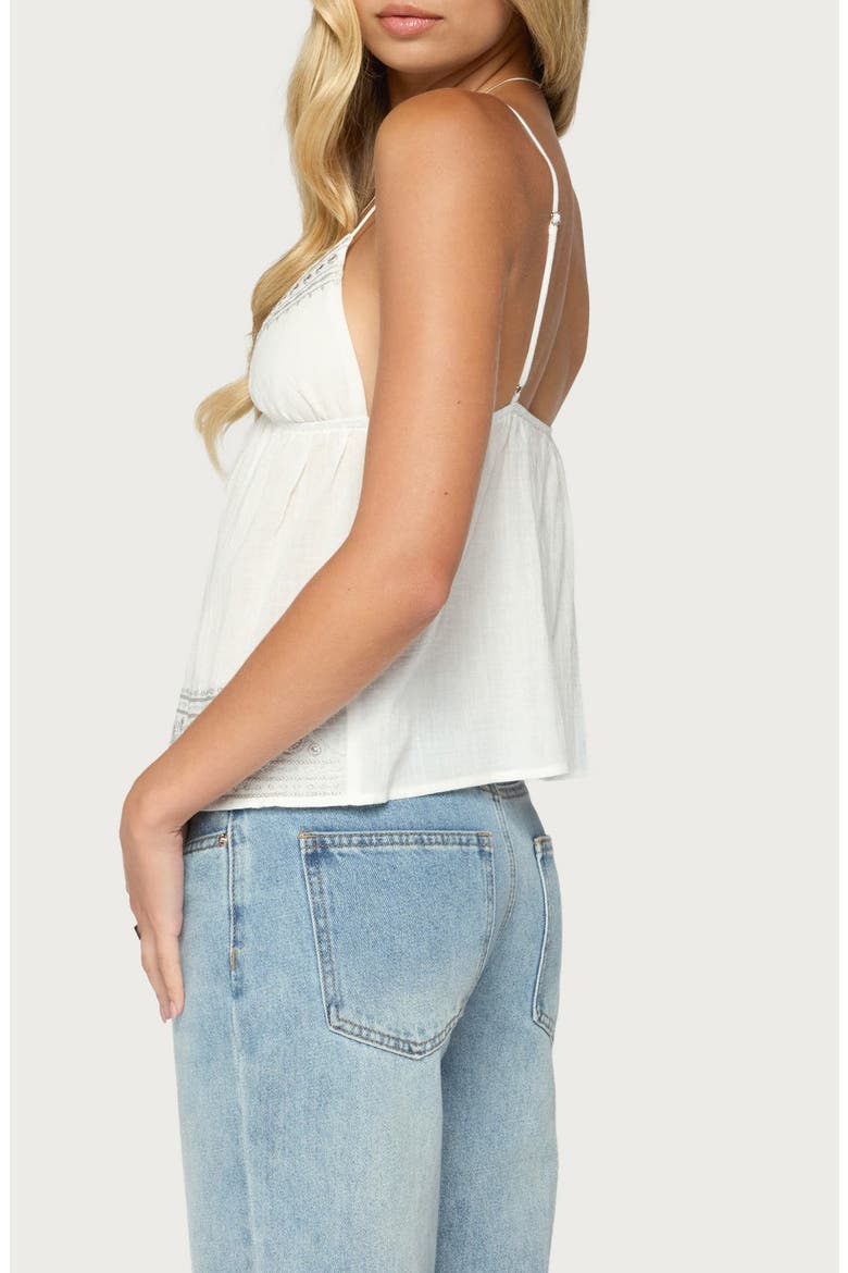 Shilah Embroidered Cotton Babydoll Tank Top, Alternate, color, WHITE