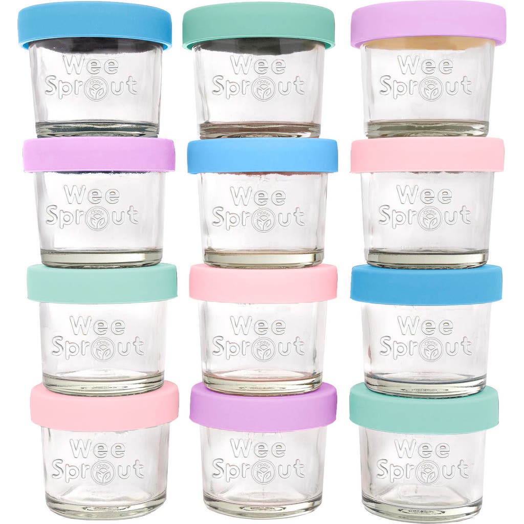 WeeSprout Glass Baby Food Storage Jars with Silicone Lids in Pastel Blue/mint/purple/pink  product