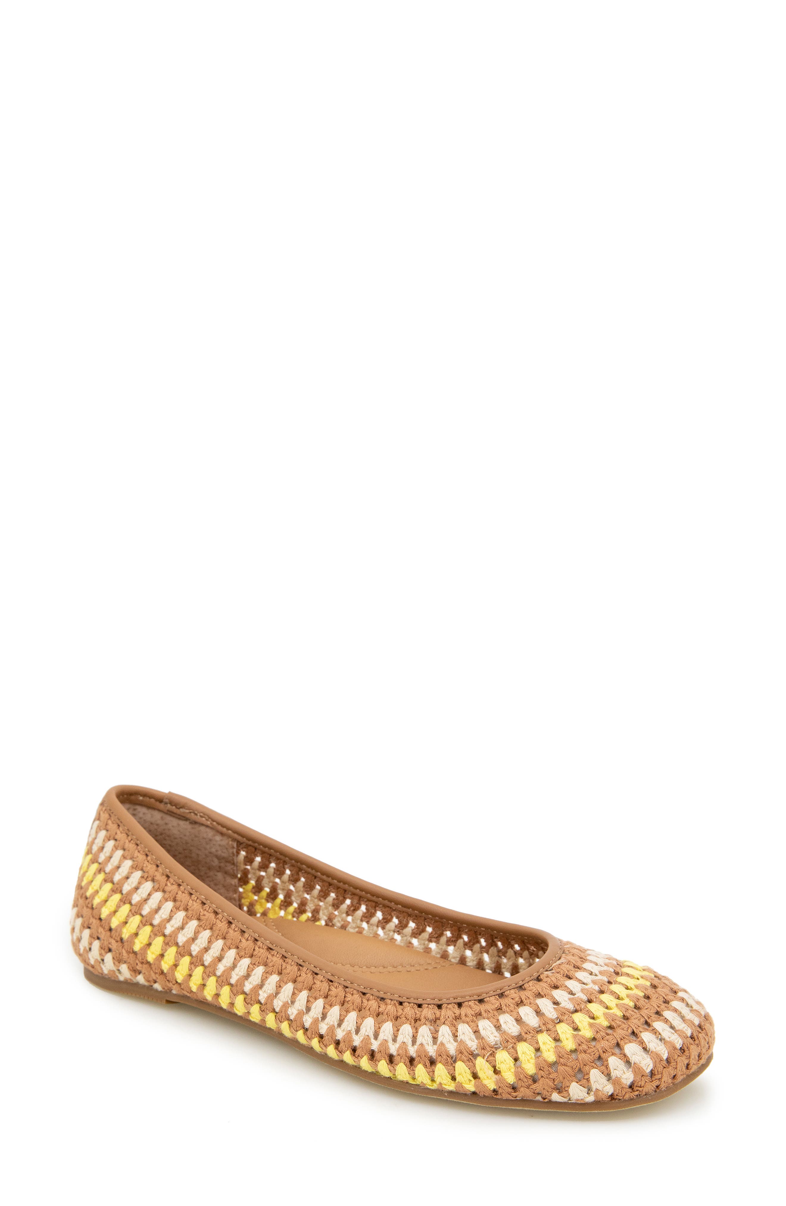 Mable Macramé Flat, Main, color, BANANA MULTI FABRIC