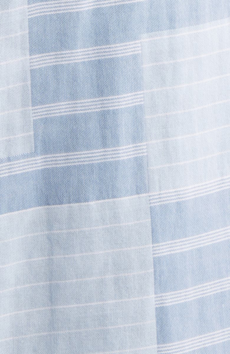 Percival Block Patch Pearce Stripe Cotton Button-Up Shirt, Alternate, color, Blue