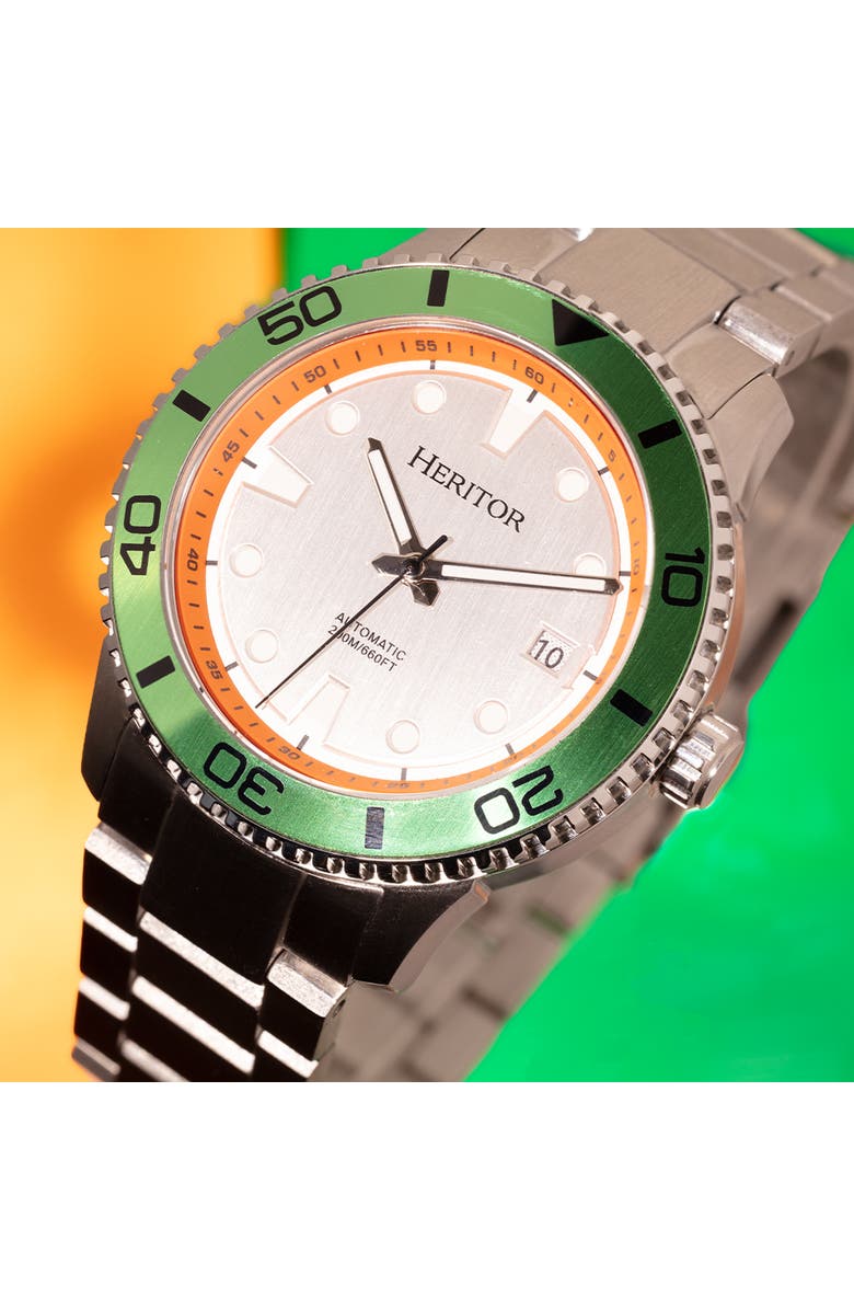 Heritor Automatic Bexley Automatic Divers Watch, Alternate, color, Green Silver