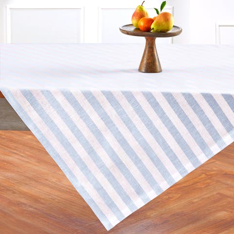 Linen Table Throw - Sorrento Stripe, 52" x 52", 52" x 52"
