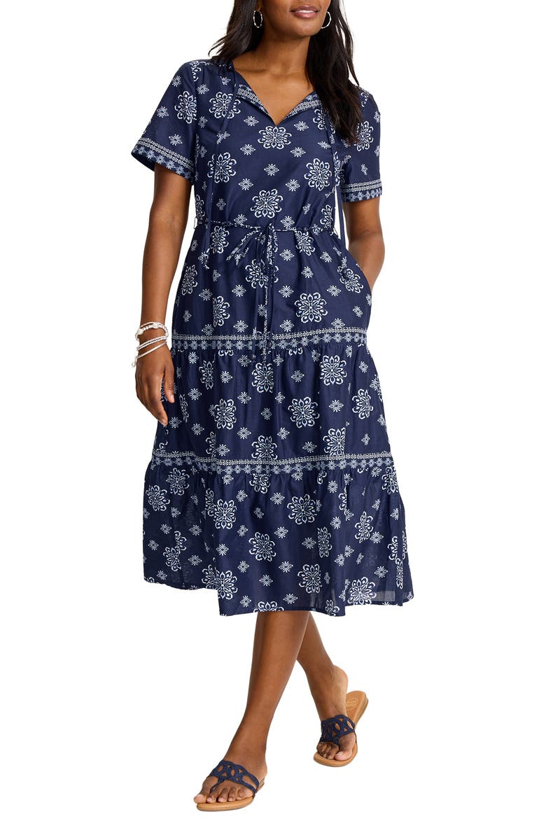 Coastal Tiles Print Dress, Main, color, COASTLINE