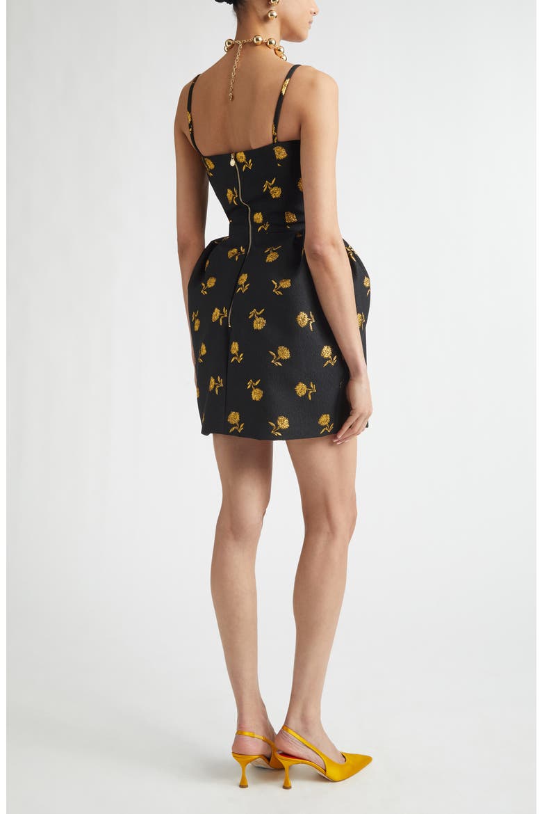 Carnation Metallic Brocade Bell Shape Minidress, Alternate, color, BLACK MULTI
