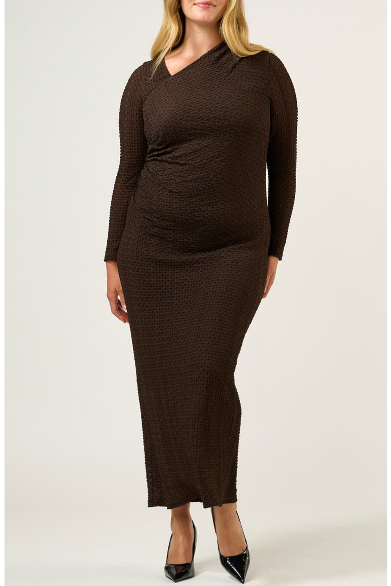 Naomi Long Sleeve Texture Knit Dress, Main, color, ESPRESSO