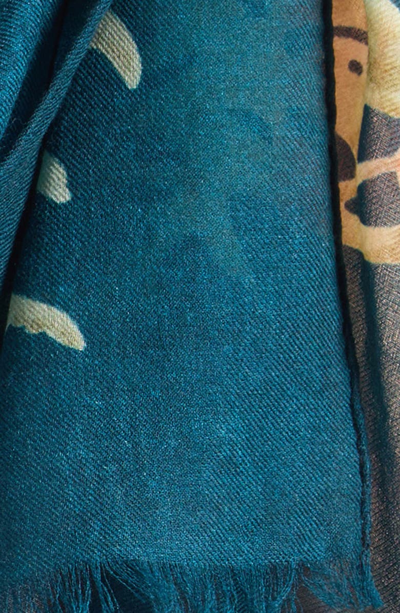 Akris Anemone Cashmere Fringe Scarf, Alternate, color, River Green