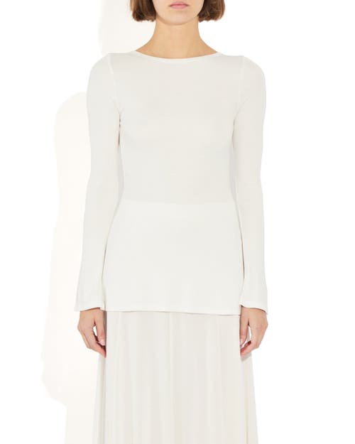 The Park Evelyn Funnel Sleeve Top In White