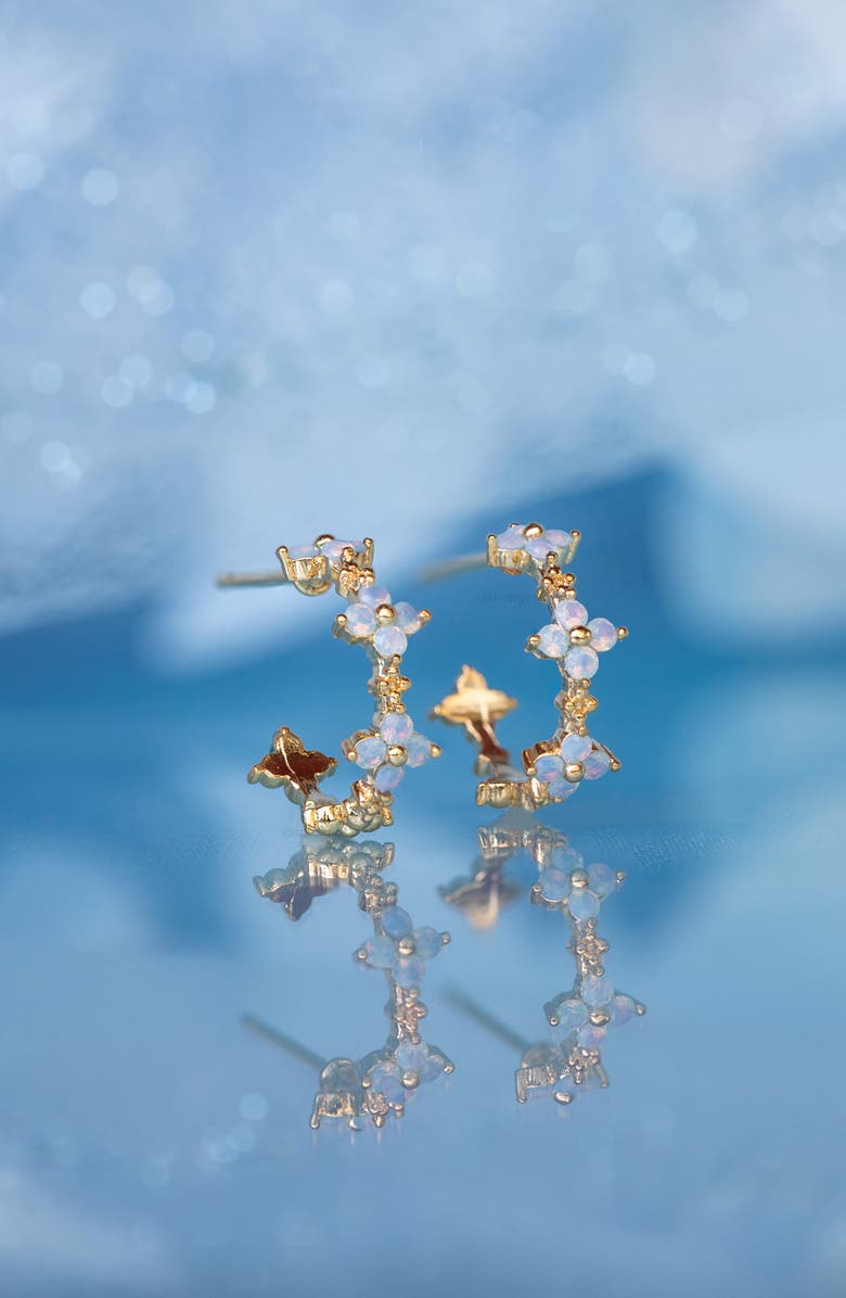 Girls Crew Blue Blossom Love Hoop Earrings, Alternate, color, 