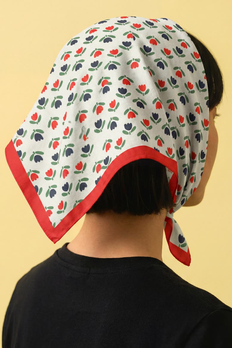 Tulip Cotton Bandana, Alternate, color, Red