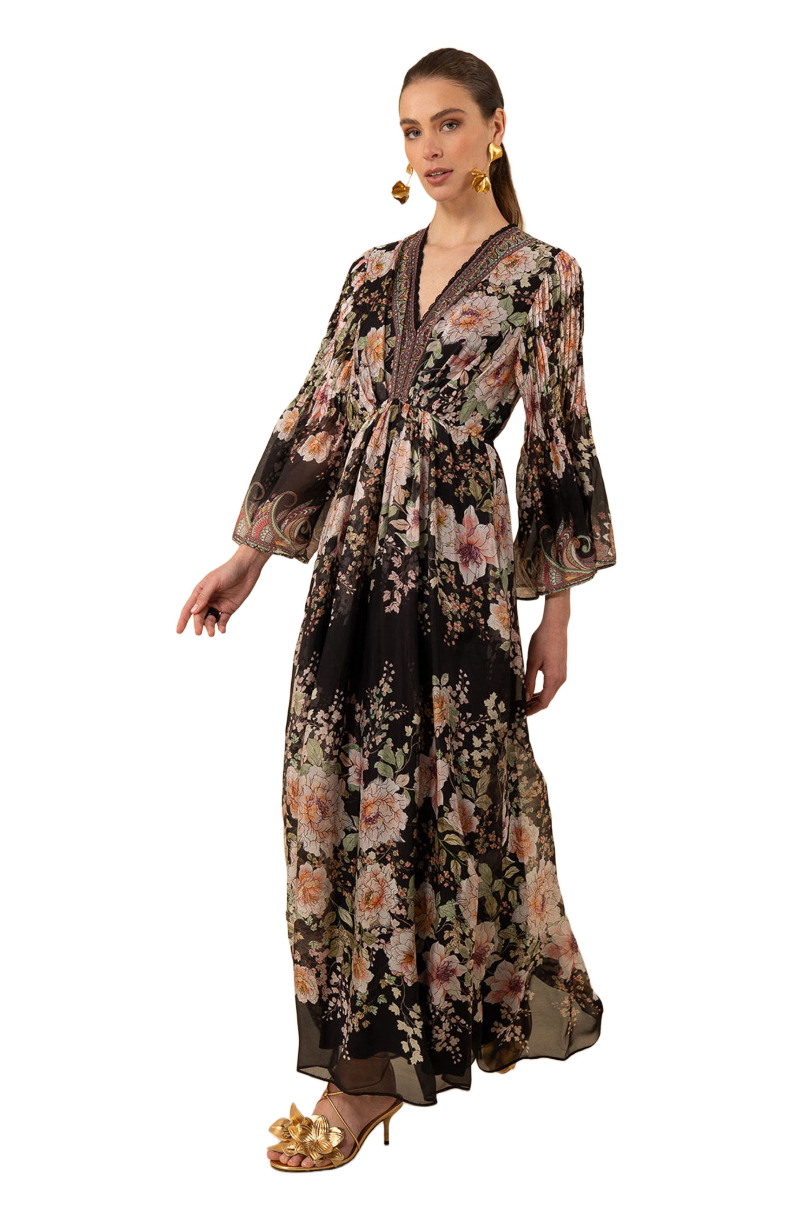 Hale Bob Women's NEVE Blue Patterned Chiffon Maxi Dress 61SG674A main image 0