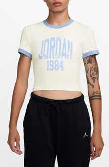 Jordan GFX Slim Fit Crop Graphic Ringer T-Shirt