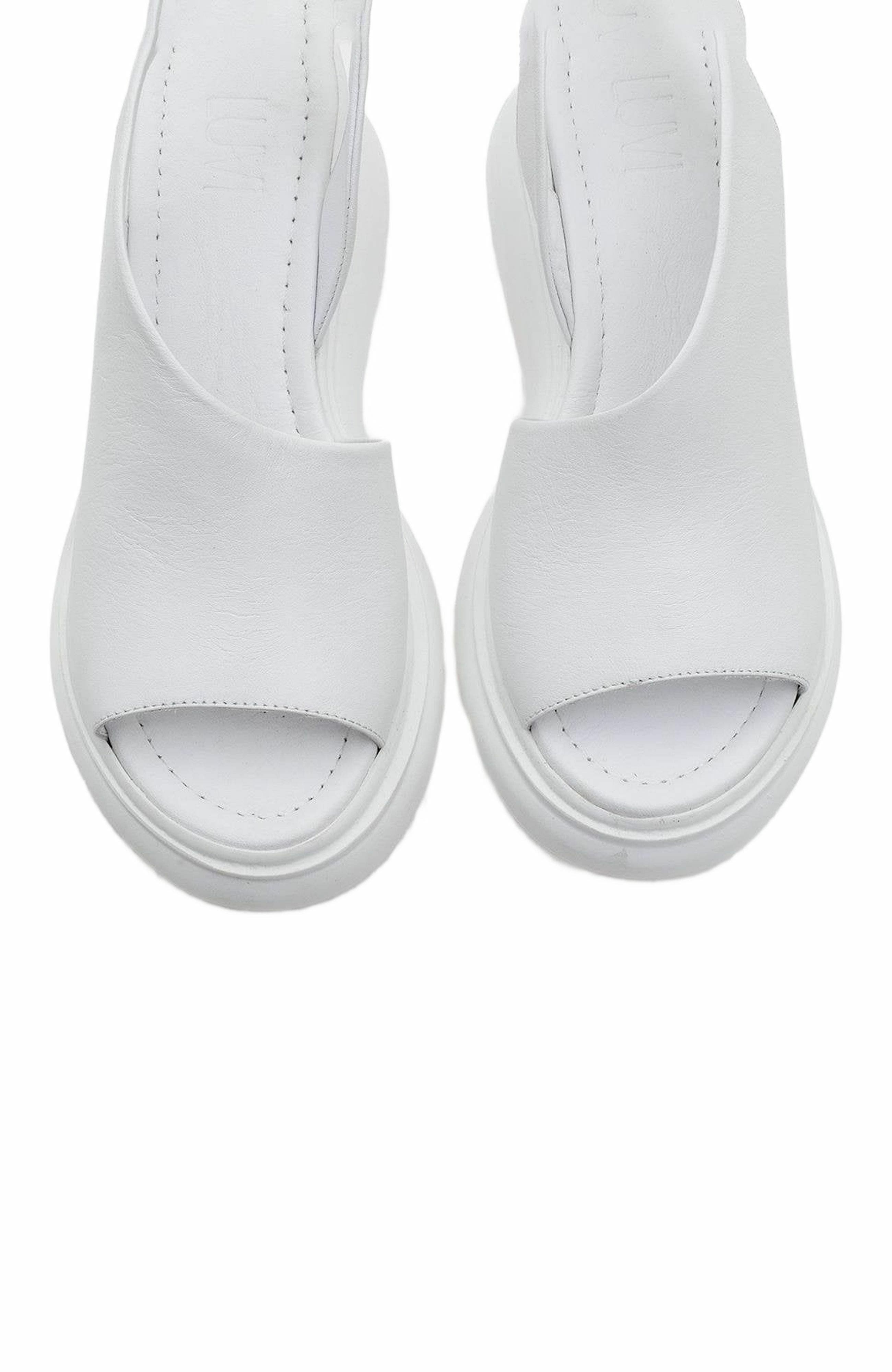 Forever 
Always Shoes Agusto Leather Platform Sandal, Alternate, color, White Leather