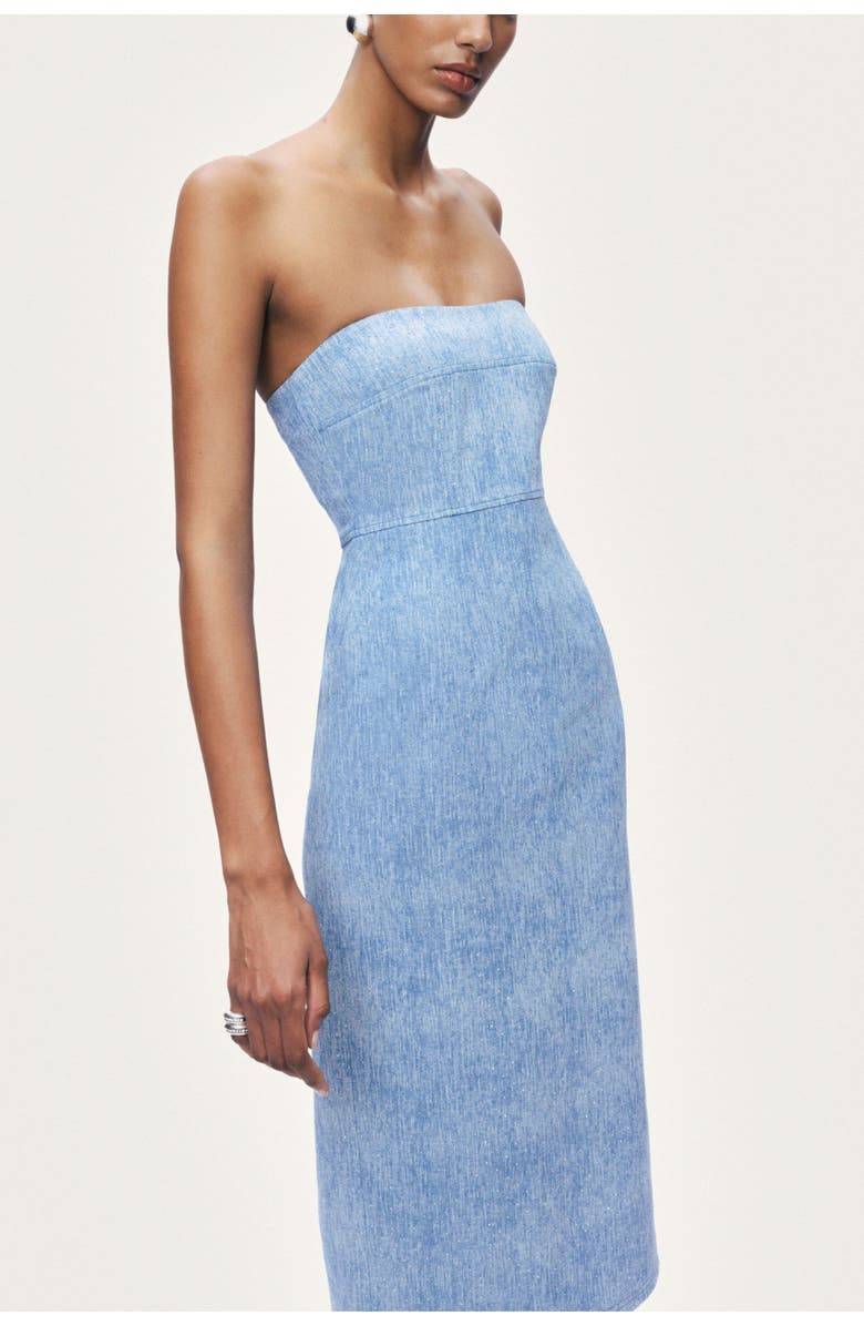 Nocturne Stone-Detail Strapless Midi Dress, Alternate, color, Blue