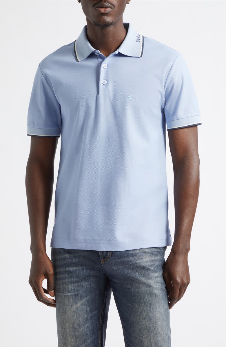 Burberry Evan Cotton Piquè Polo, Main, color, Sunbleached Blue