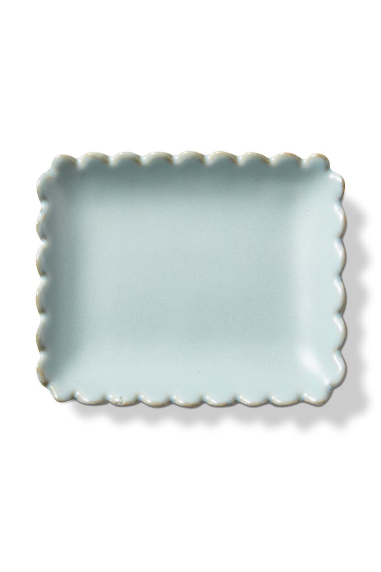 Scallop Rectangle Trinket Dish Light Blue Stoneware Everyday, Main, color, Blue