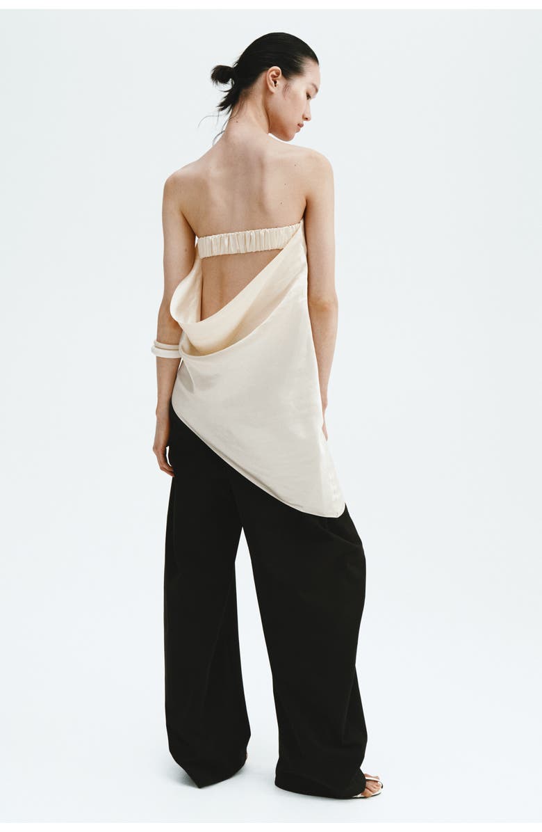 H&M Satin Bandeau Top, Alternate, color, Cream