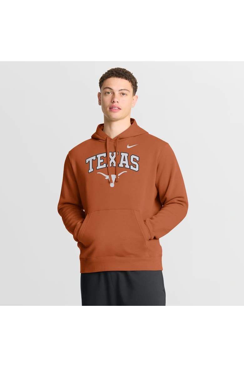 Men's Nike Texas Orange Texas Longhorns Club Fleece Arch Pullover Hoodie, Main, color, Burnt Orange