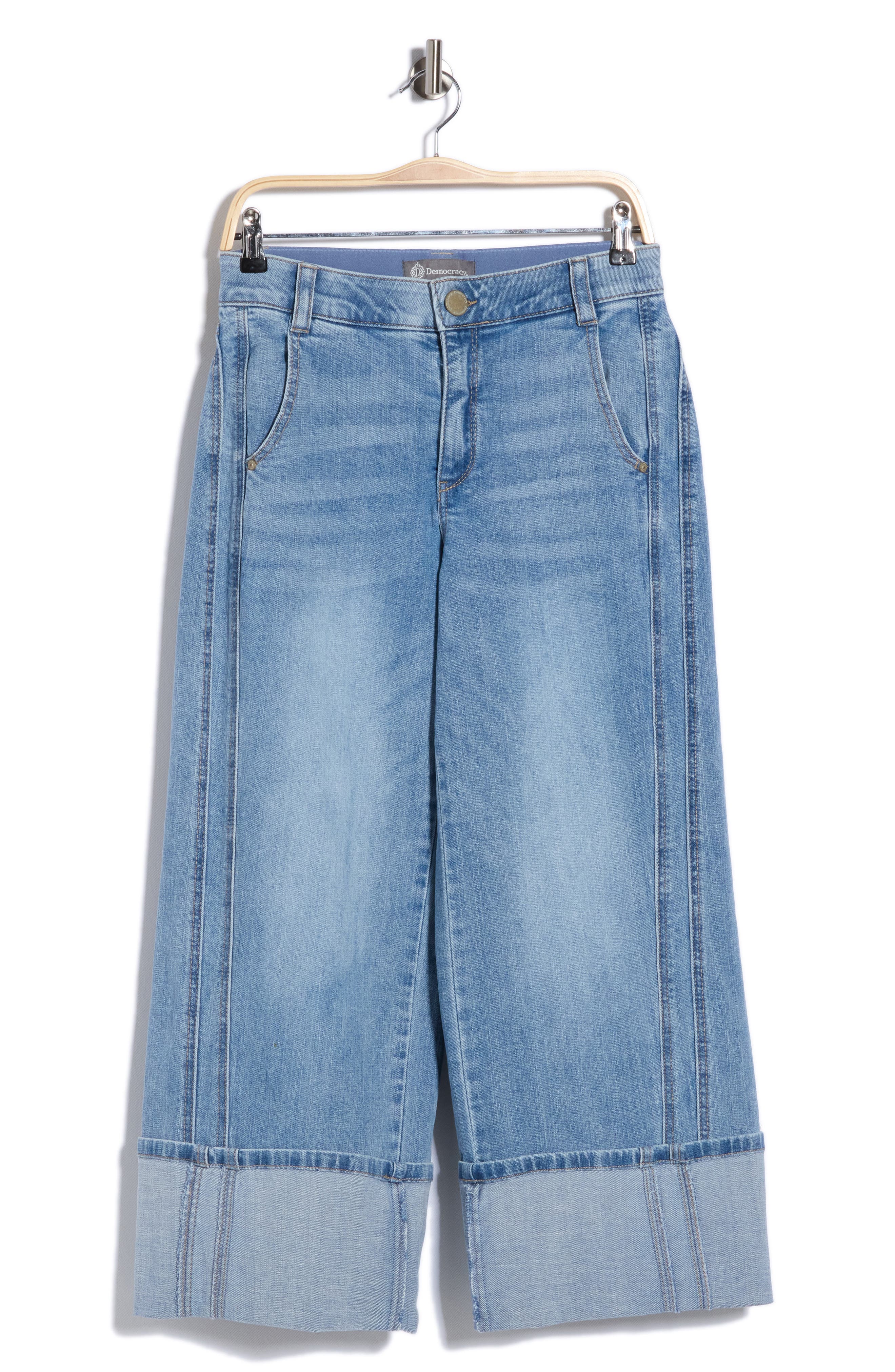 Democracy High Waisted Cuffed Crop Wide Leg Jeans