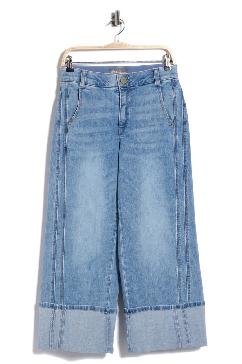 High Waisted Cuffed Crop Wide Leg Jeans, Main, color, LIGHT BLUE ARTISINAL
