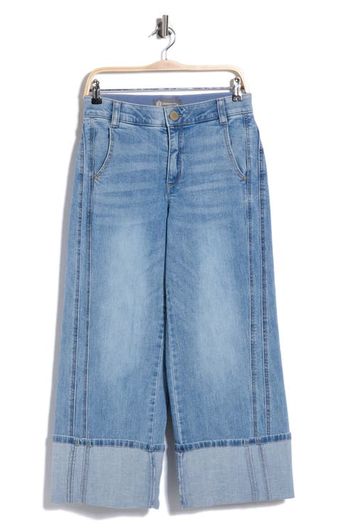 High Waisted Cuffed Crop Wide Leg Jeans