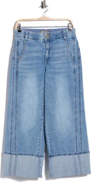 Democracy High Waisted Cuffed Crop Wide Leg Jeans