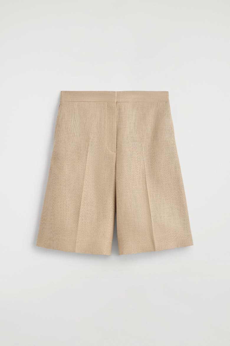 Longline Tailored Shorts, Alternate, color, BEIGE