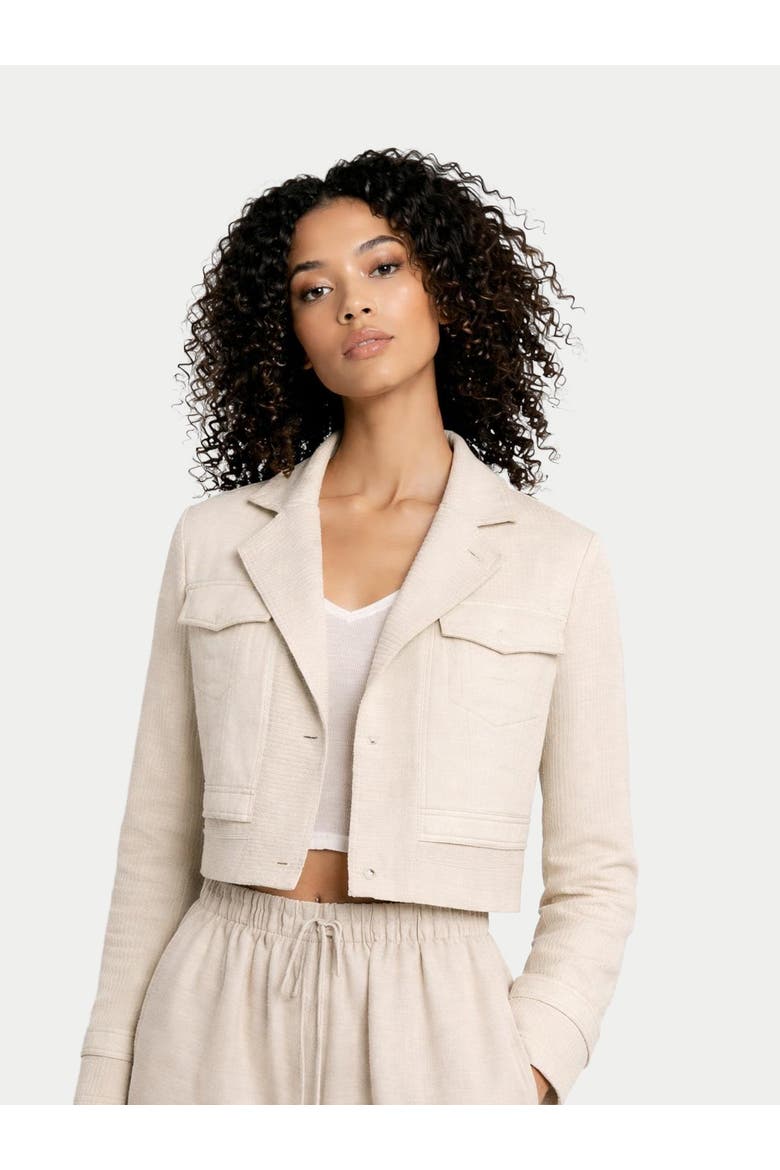 Cashmere Knit and Sew Cropped Jacket, Alternate, color, off white