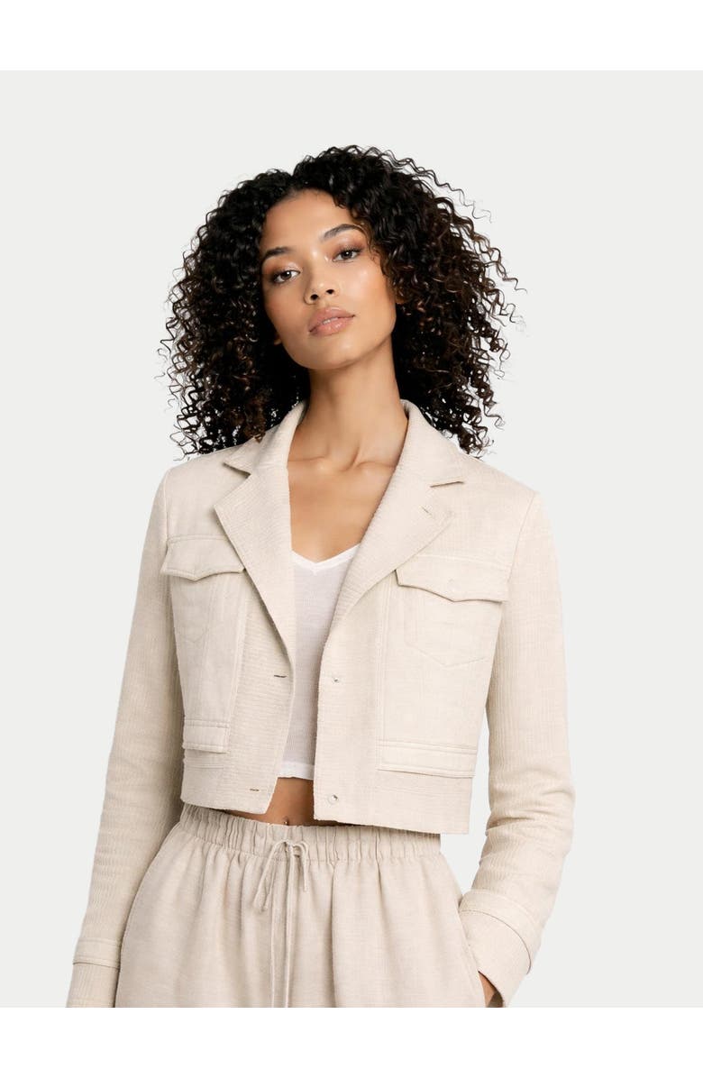 Gobi Cashmere Cashmere Knit and Sew Cropped Jacket, Alternate, color, Off White