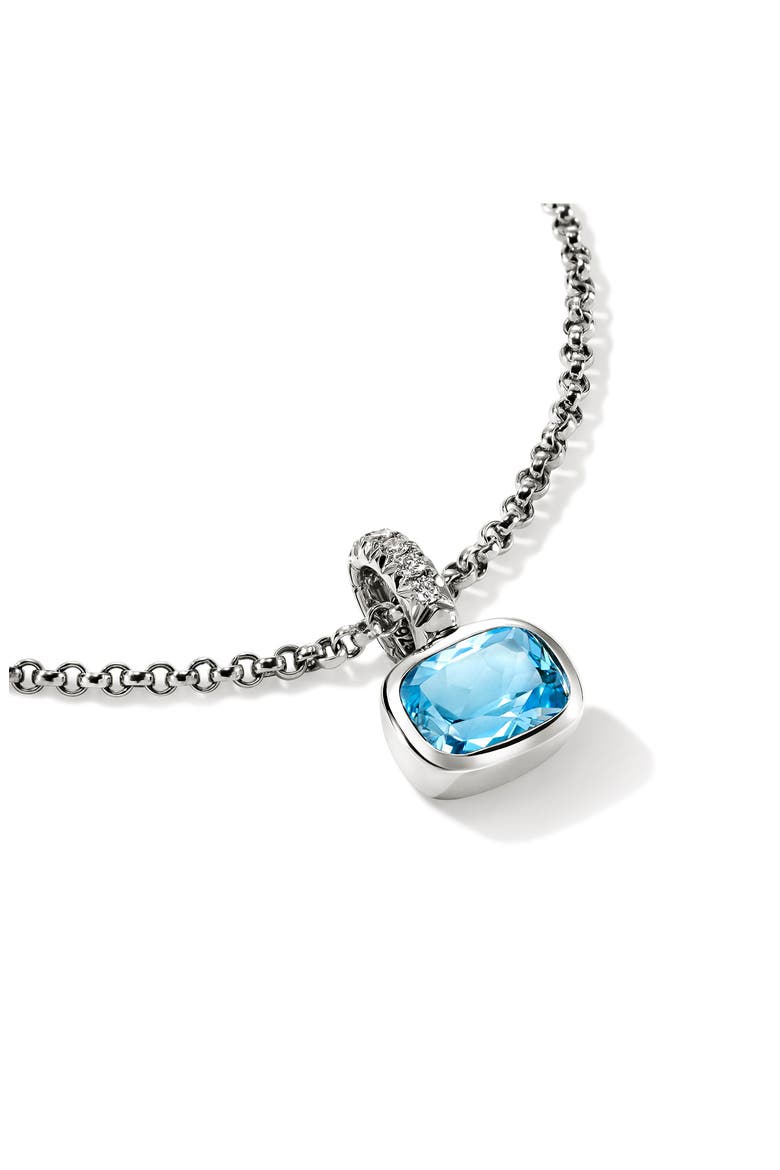 Heishi Necklace, Sterling Silver, Diamonds, 1.5mm, Alternate, color, SWISS BLUE TOPAZ