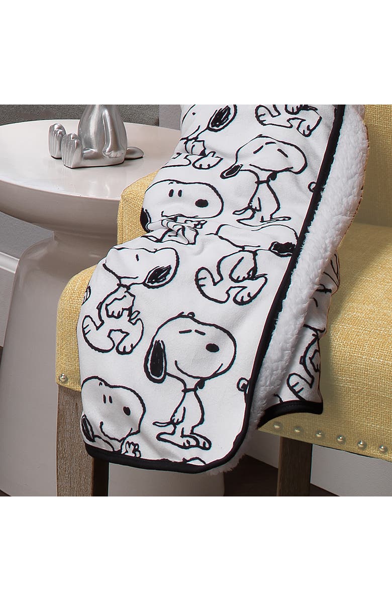 Lambs & Ivy Classic Snoopy Minky and Faux Shearling Baby Blanket, Alternate, color, White