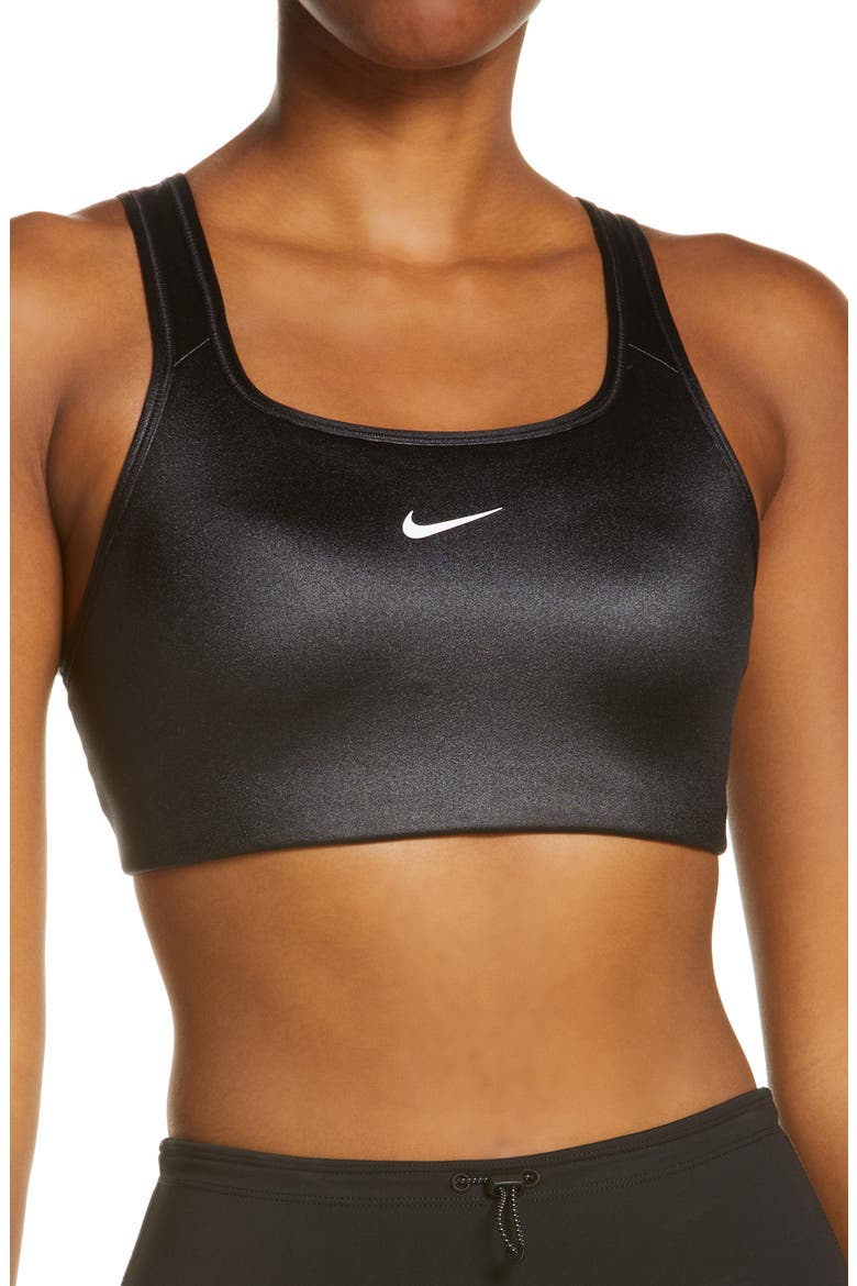 Dri-FIT Medium Support Swoosh Sports Bra, Main, color, BLACK/ WHITE