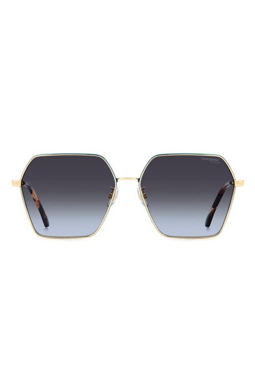 Carrera Eyewear 60mm Gradient Rectangular Sunglasses In Gold Teal/dark Grey