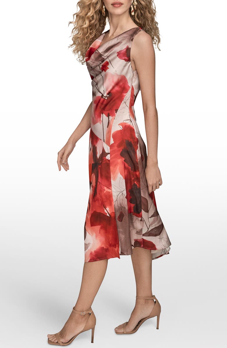Donna Karan New York Floral Satin Dress, Alternate, color, Magenta Multi