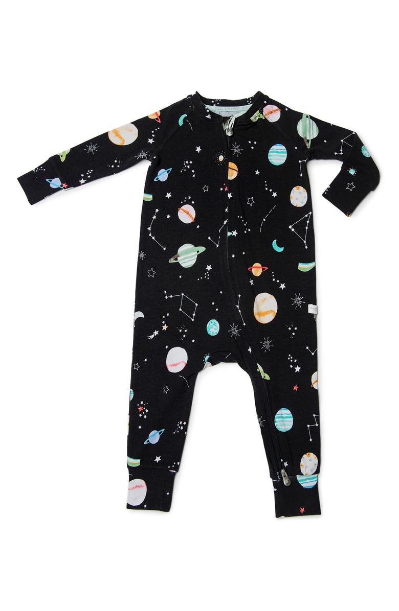Loulou Lollipop Planets Fitted One-Piece Pajamas, Main, color, 